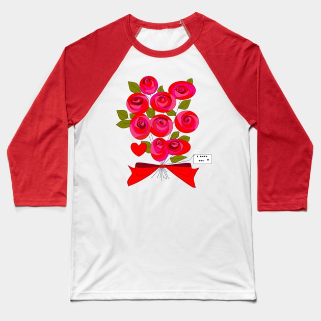 A Bouquet of Roses Baseball T-Shirt by YudyisJudy